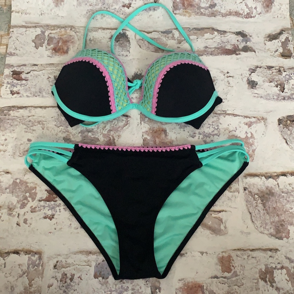 Neon bikini top from shade and shore